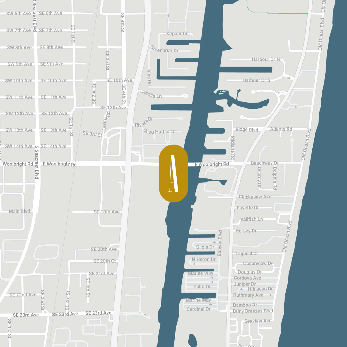Map showing location of Avion apartmentss on Woolbright Road.