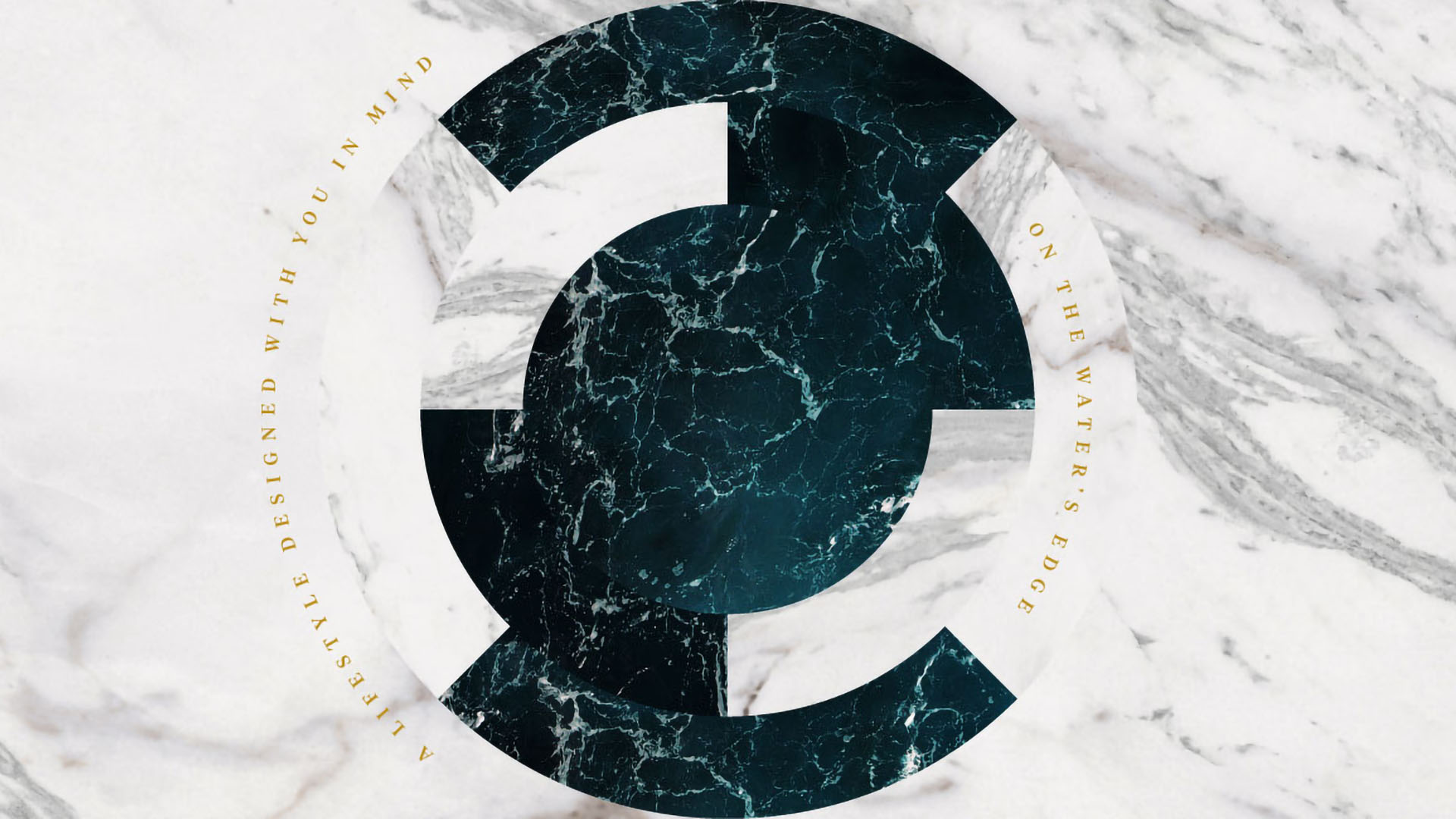 Geometric collage of ocean waves and marble.