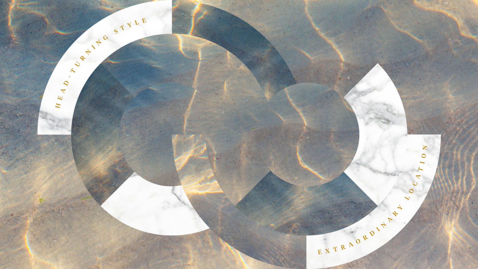 Geometric collage of ocean water and marble.